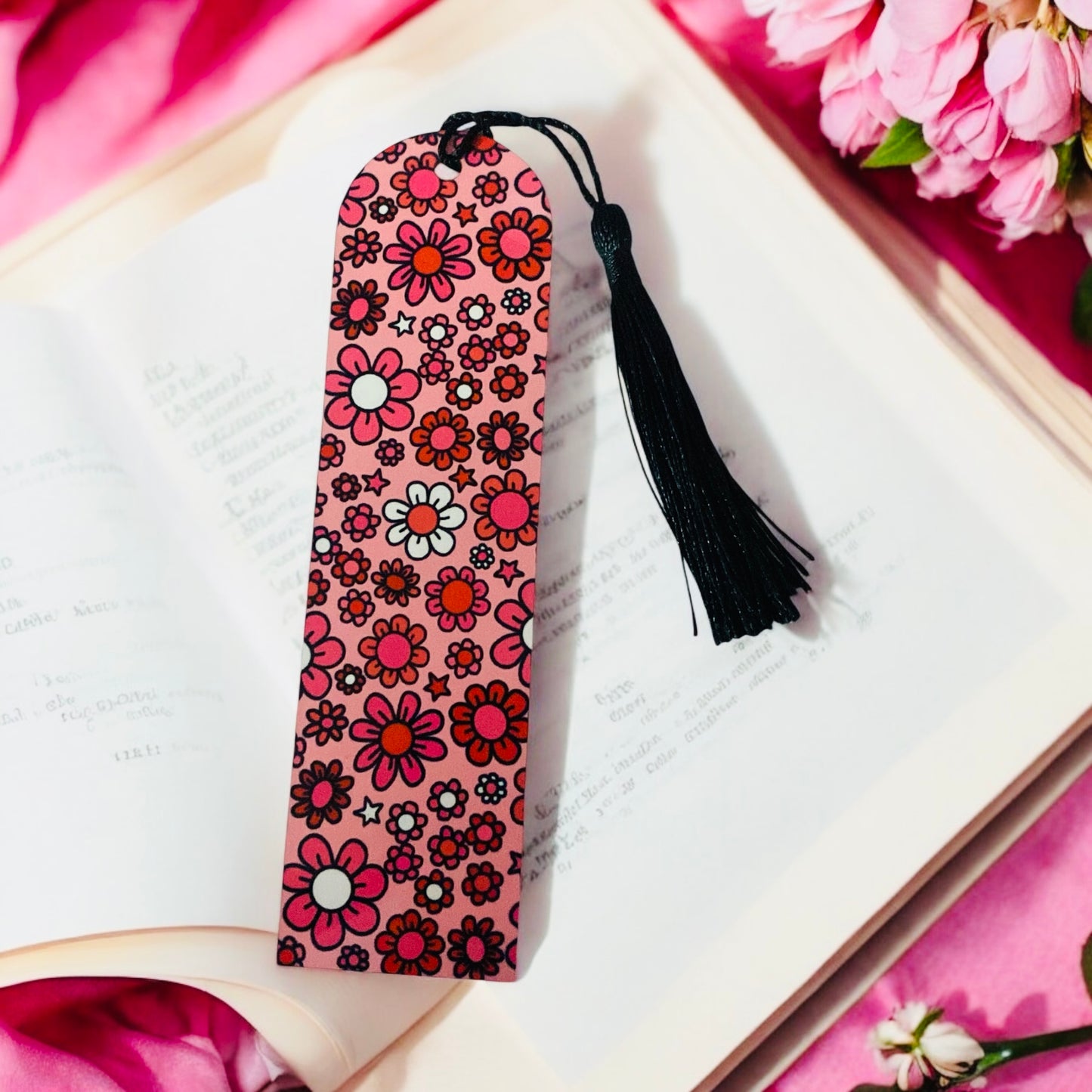 Cute Romance Red pink floral bookmark, flowers, romance lovers, Bookish Gift Ideas