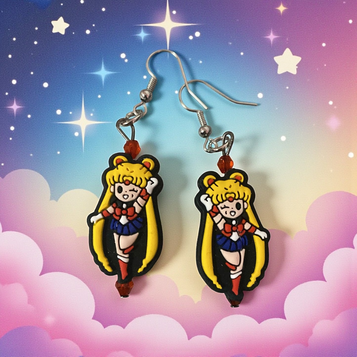 Usagi, Moon Princess earrings, Meatballs head, Sailor Moon Earrings