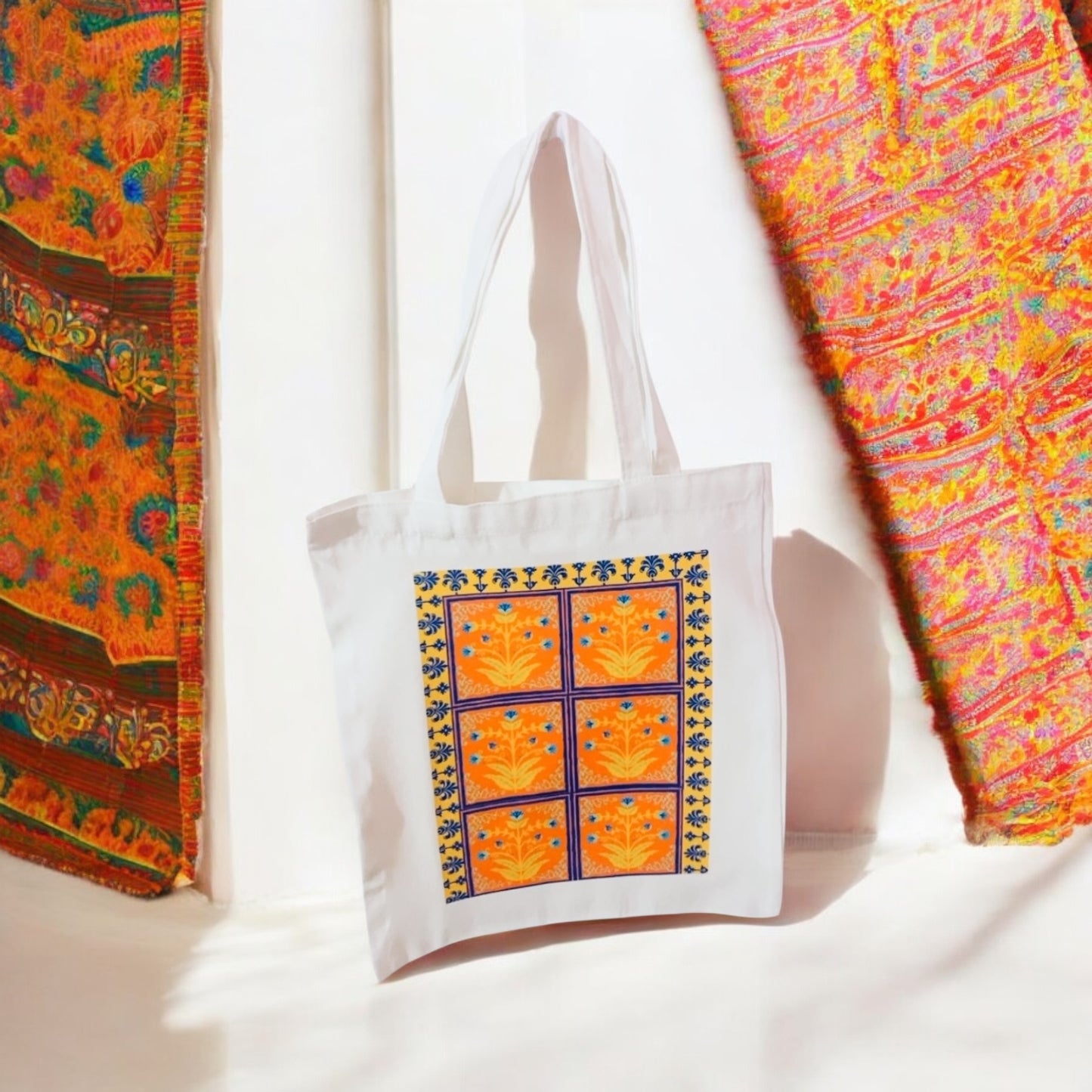 Indian Print Block Tote Bag, south Asian, desi bag, colourful tote, reusable bag, grocery bag, canvas bag, floral bag, tote bag, bookish bag, bindi bag