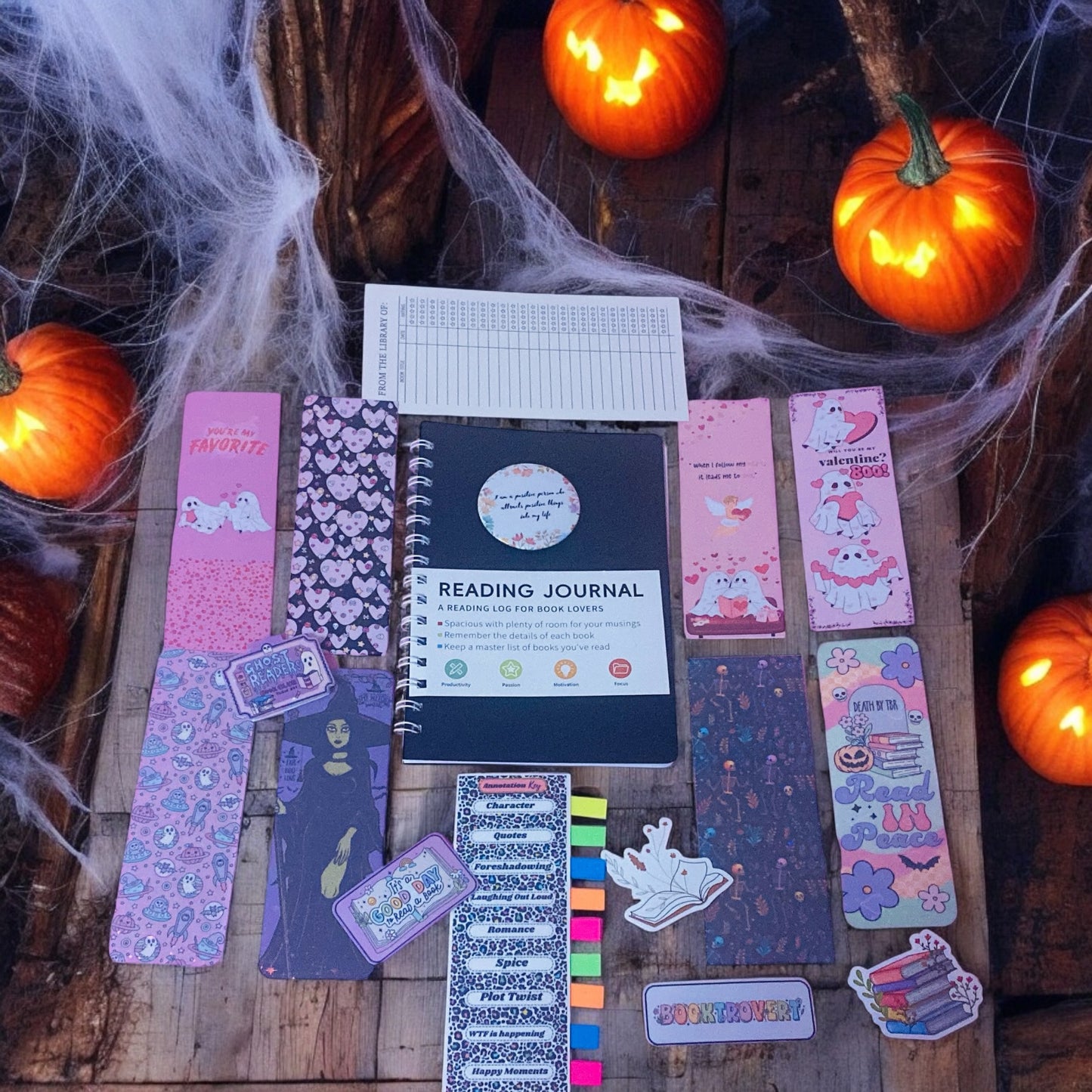 Spooky Book Review Bundle kit, bookmarks kit,sticker kit, Halloween, cute ghost