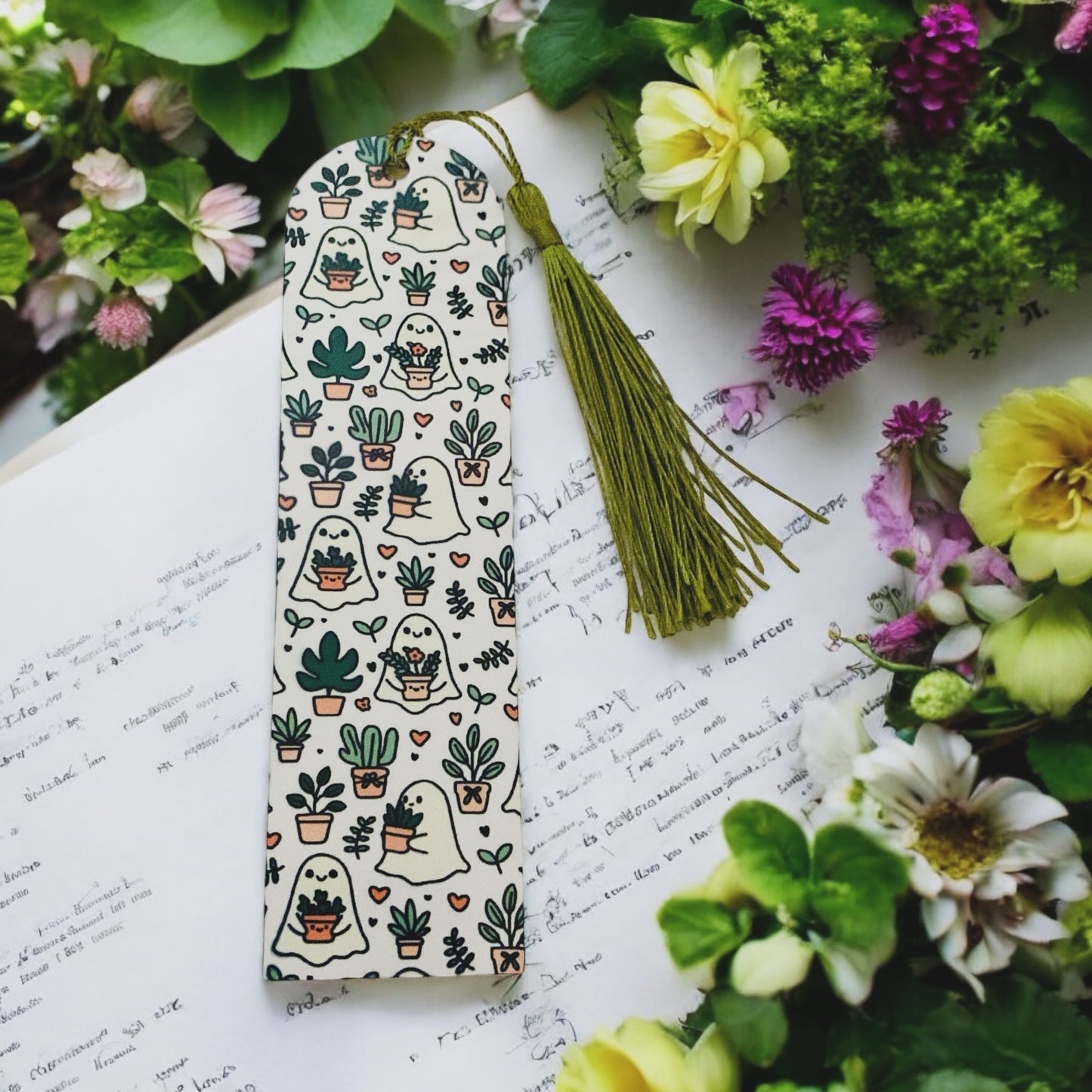 Cute ghost planter bookmark, flowers, romance lovers, Bookish Gift Ideas, spooky books