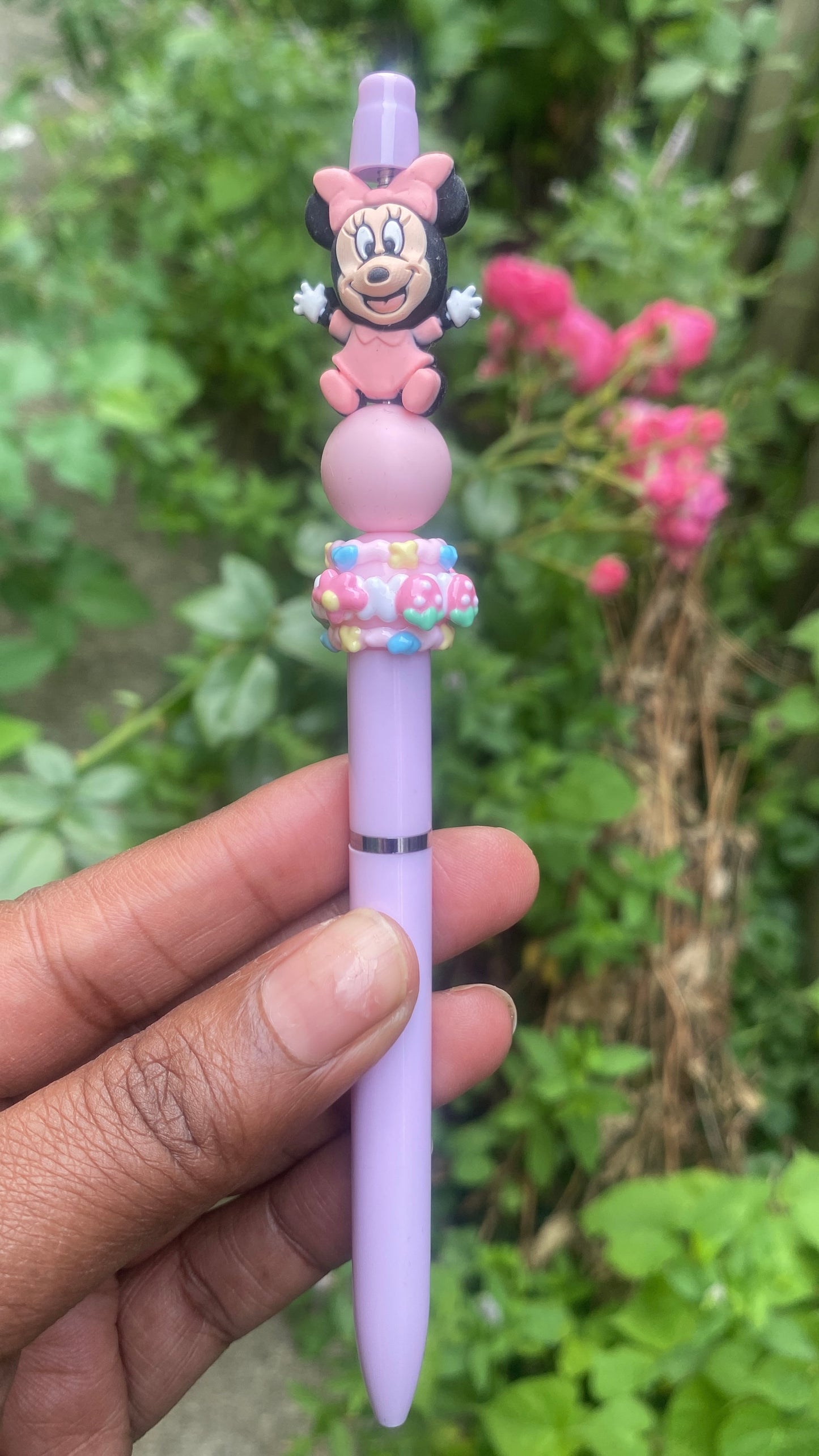 Baby Minnie Beaded Mouse Pen pink