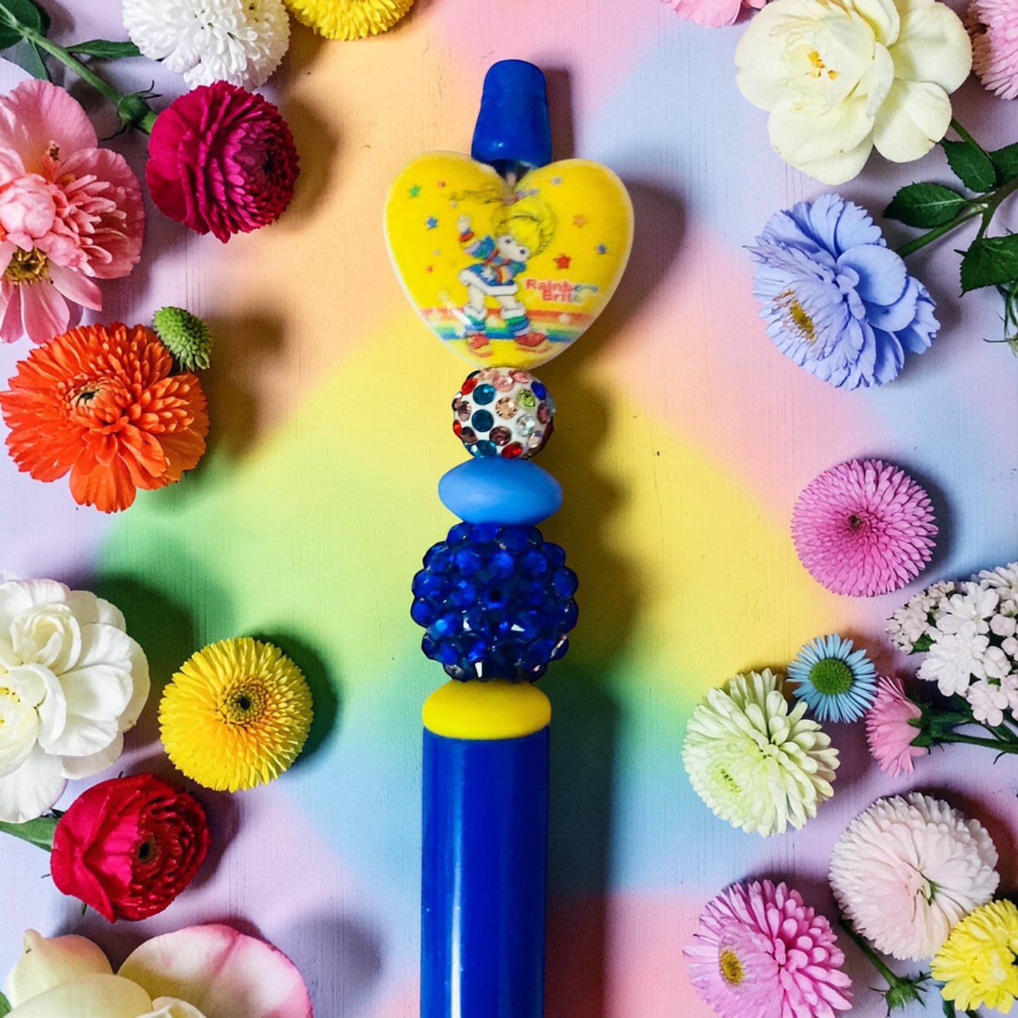 Rainbow Girl & friends beaded pen, tv show merchandise, Birthday gift for sister, cartoon character gift ideas, tv show fan art, Brite Girl