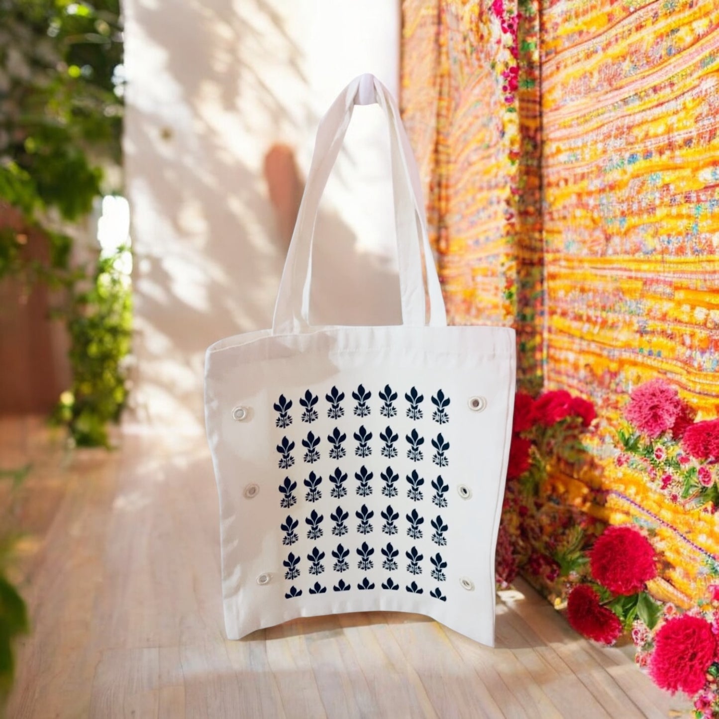 Indian motif Tote Bag, embroidered mirror, south Asian, desi bag, colourful tote, reusable bag, grocery bag, canvas bag, floral bag, tote bag, black motif