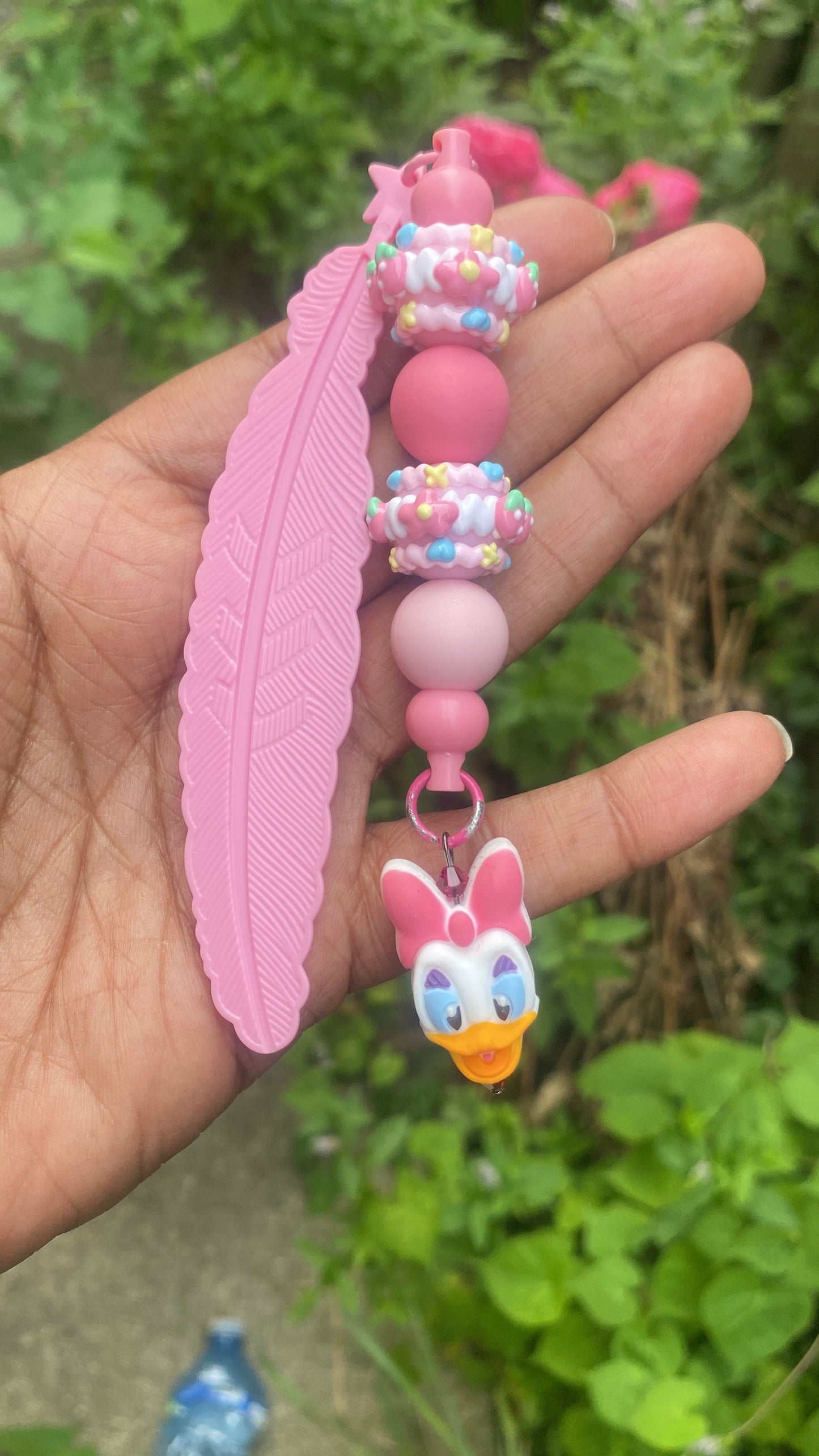 Daisy Beaded Duck Charm Bookmark