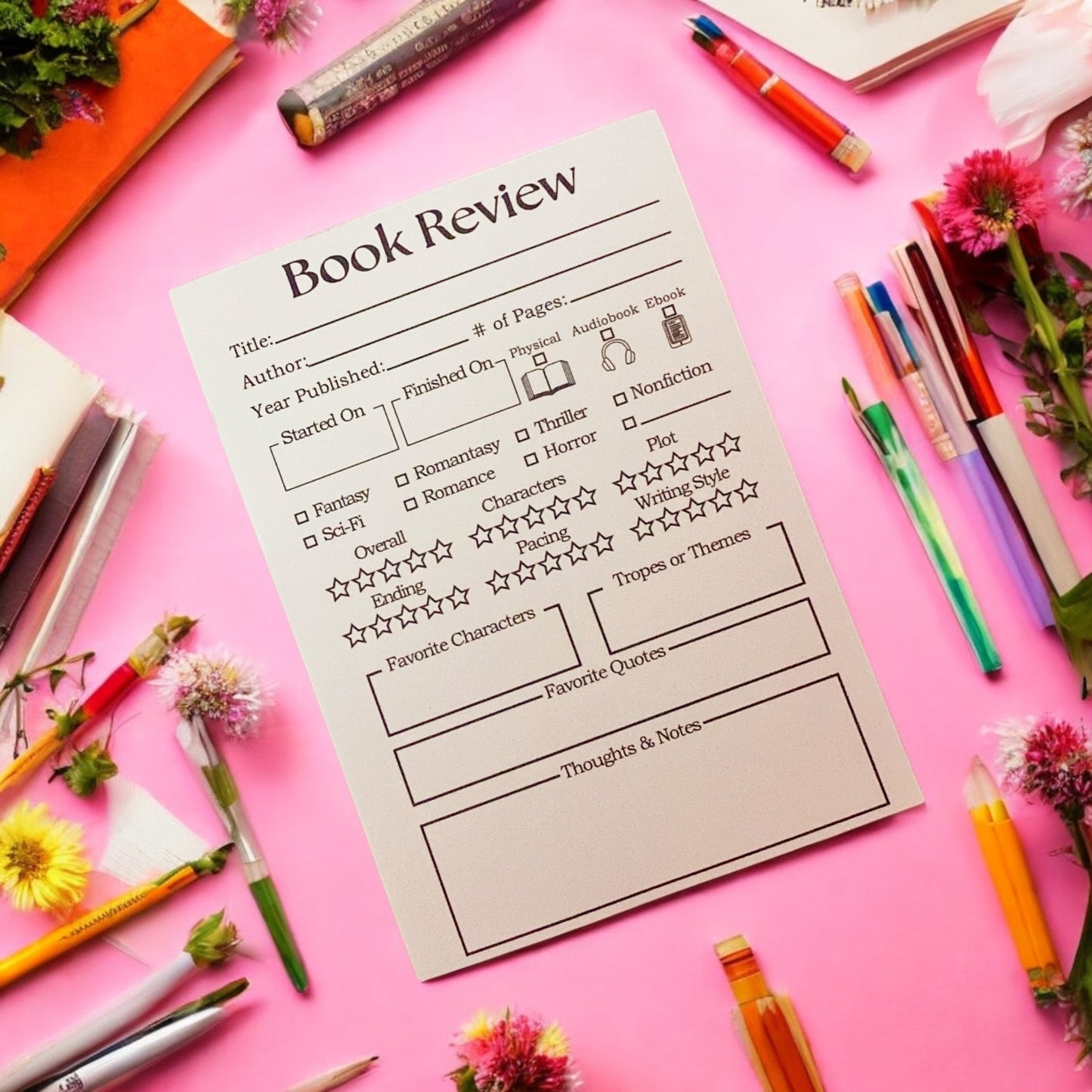 Book Review notepad, Book Tracker, book review journal, Book Lover Gifts