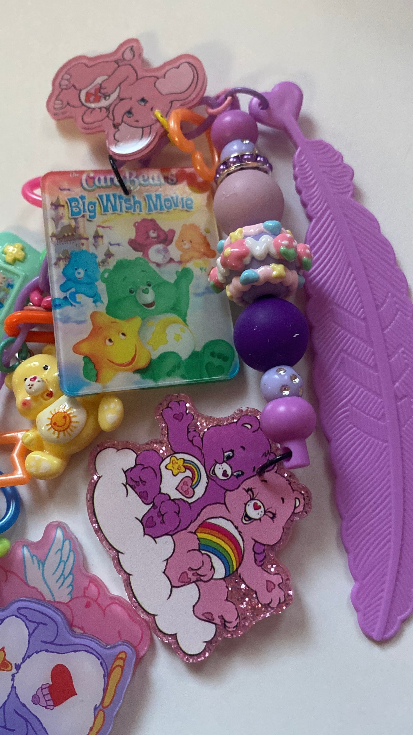 Rainbow Bears Beaded charm Bookmark & friends, Reading, junk journaling bookmark, 80s, 90s, vintage era, nostalgia, care
