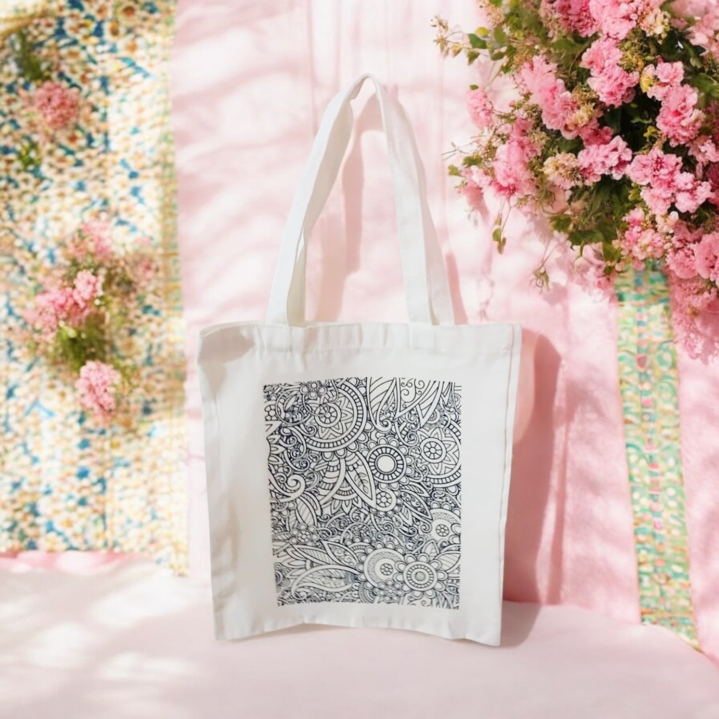 Indian Mandala Tote Bag, south Asian, desi bag, colourful tote, reusable bag, grocery bag, canvas bag, floral bag, tote bag, bookish bag, bindi bag