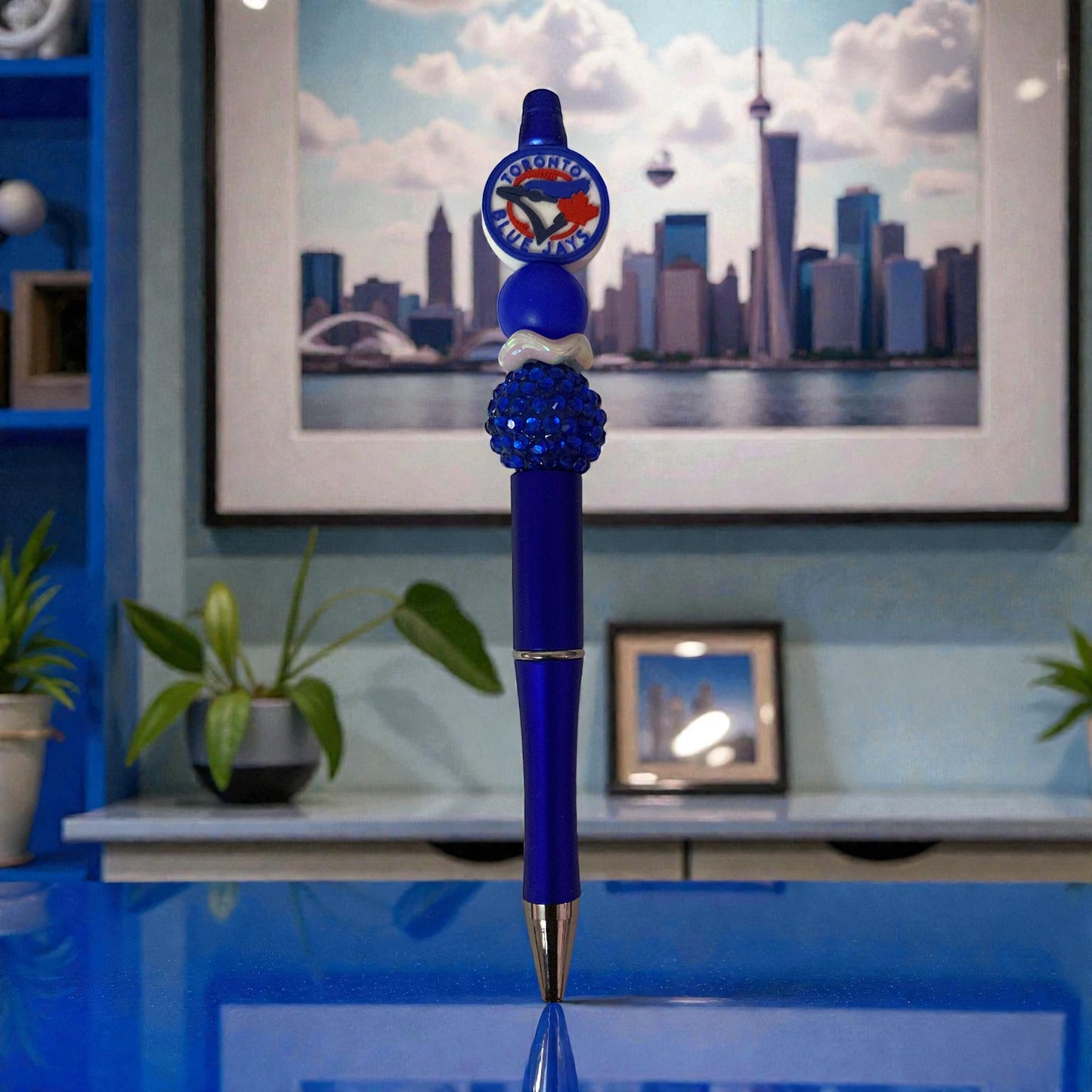 Blue Jays Beaded pen, blue pen