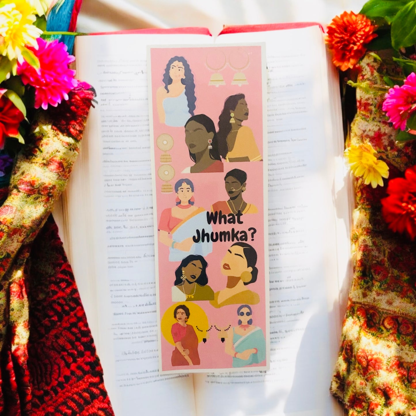 What Jhumka, Brown & Lovely, Dark & Lovely Indian Desi Women, Woman, Brown Women Art, Dark Skin Women, Brown women Art Bookmark, Indian earrings