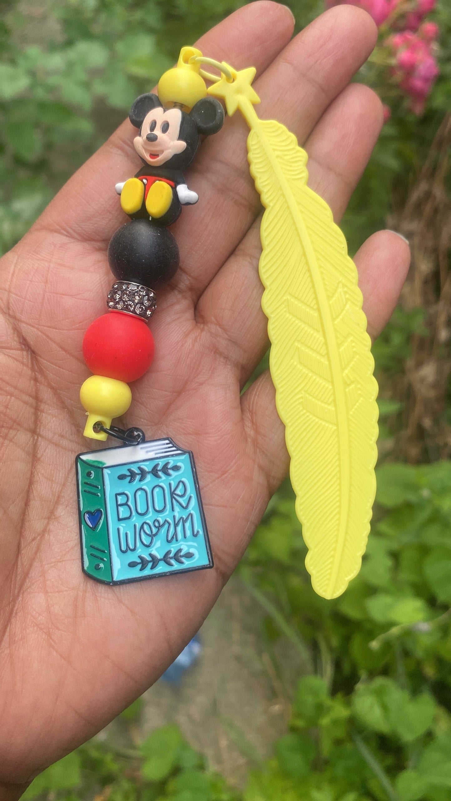 Mickey Beaded Mouse Bookmark Charm Yellow