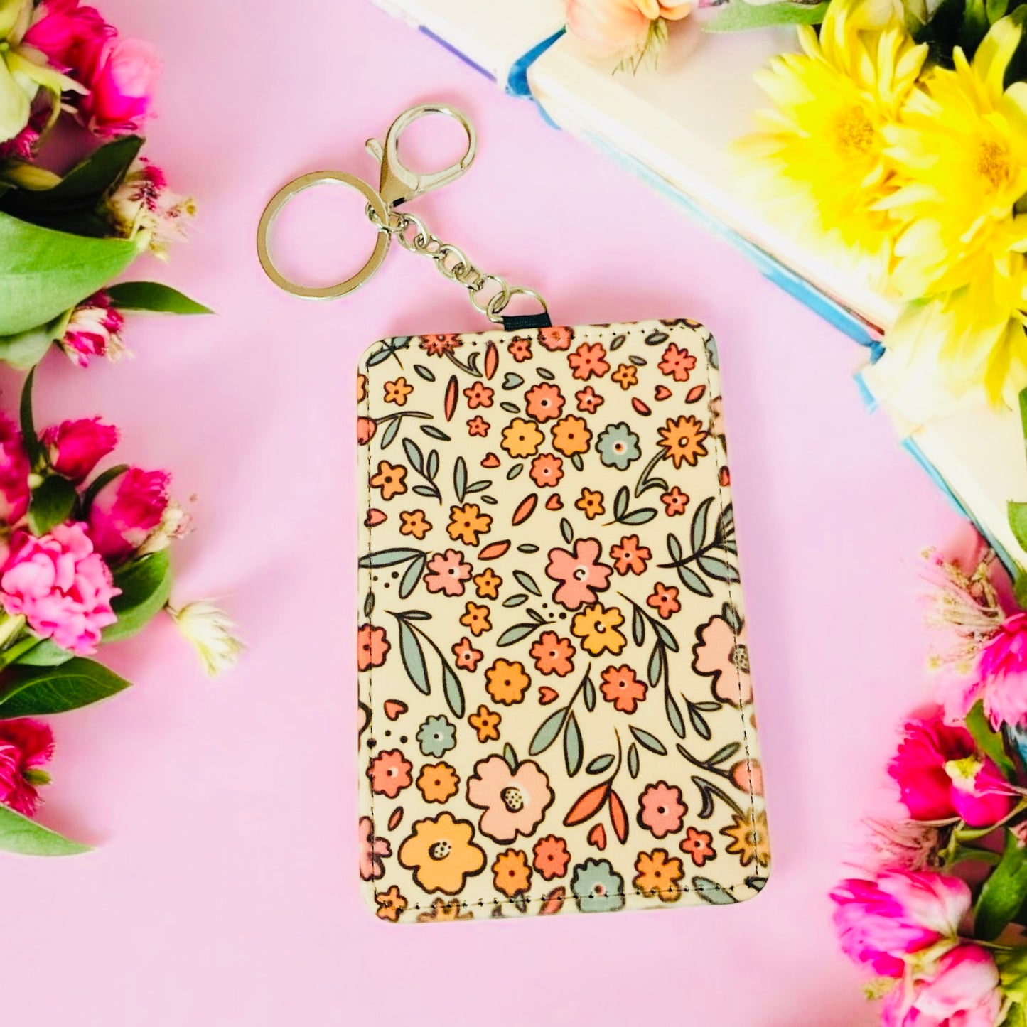 Floral Wallet Business id, credit card debit card holder, cottage core, flower print, vintage flowers inspired