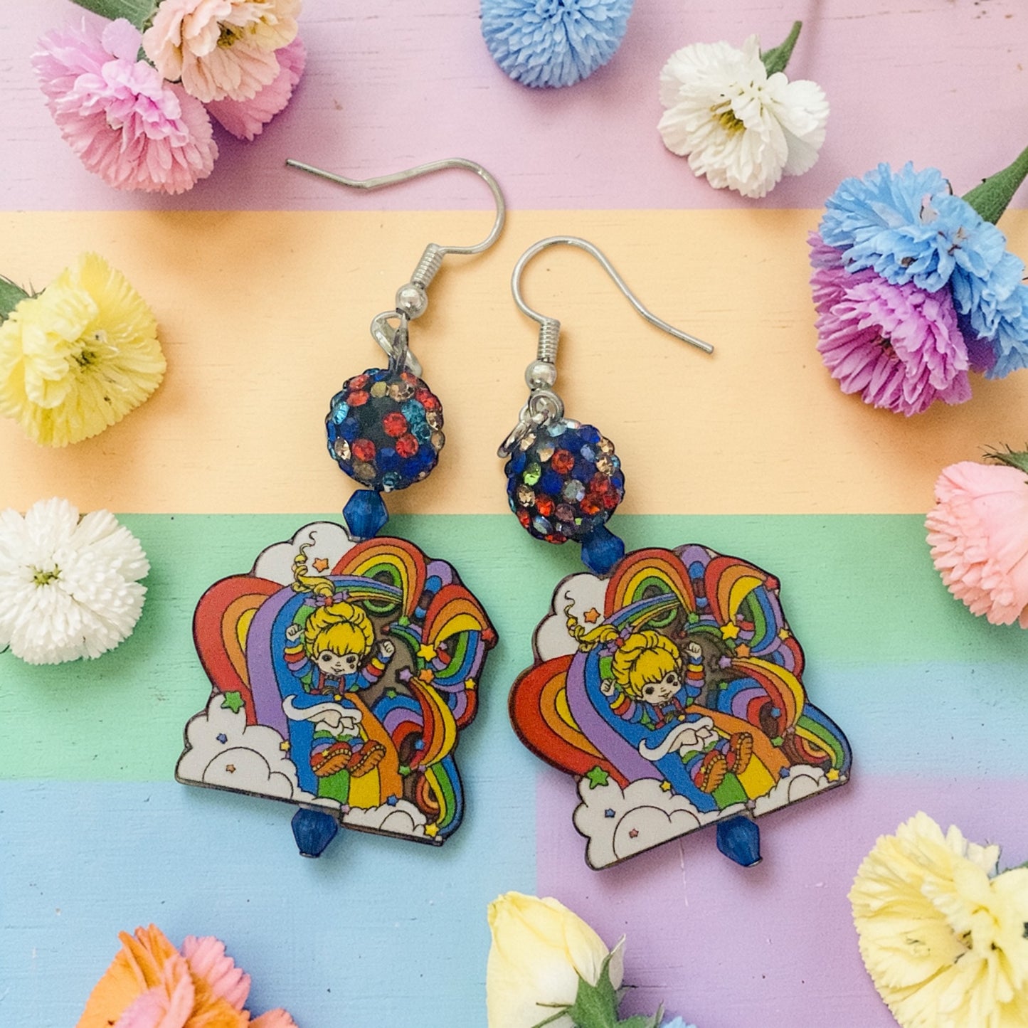 Rainbow Brite & friends earrings, tv show merchandise, Birthday gift for sister, cartoon character gift ideas, tv show fan art