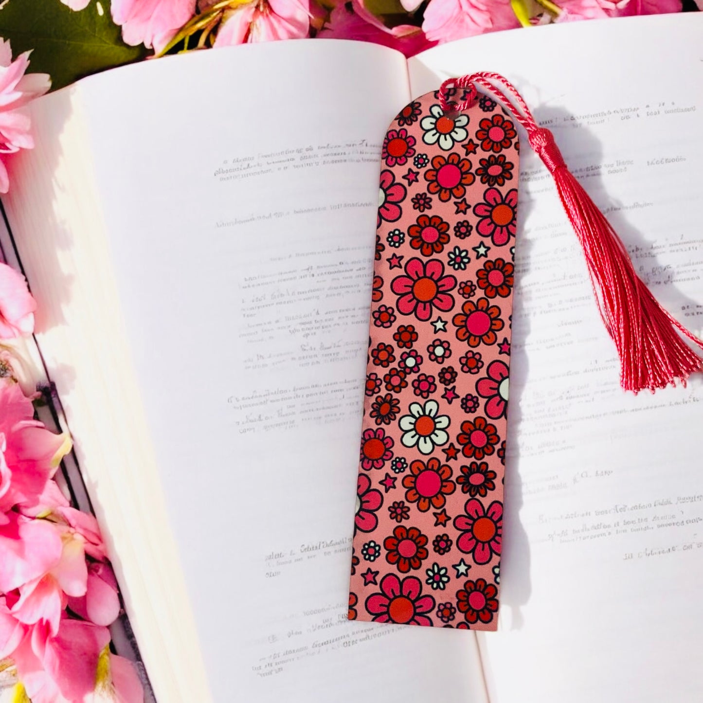Cute Romance Red pink floral bookmark, flowers, romance lovers, Bookish Gift Ideas