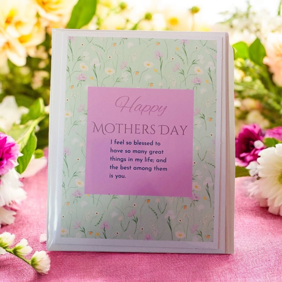 (Copy) Mothers Day Card, flower card, floral cards, green, pink