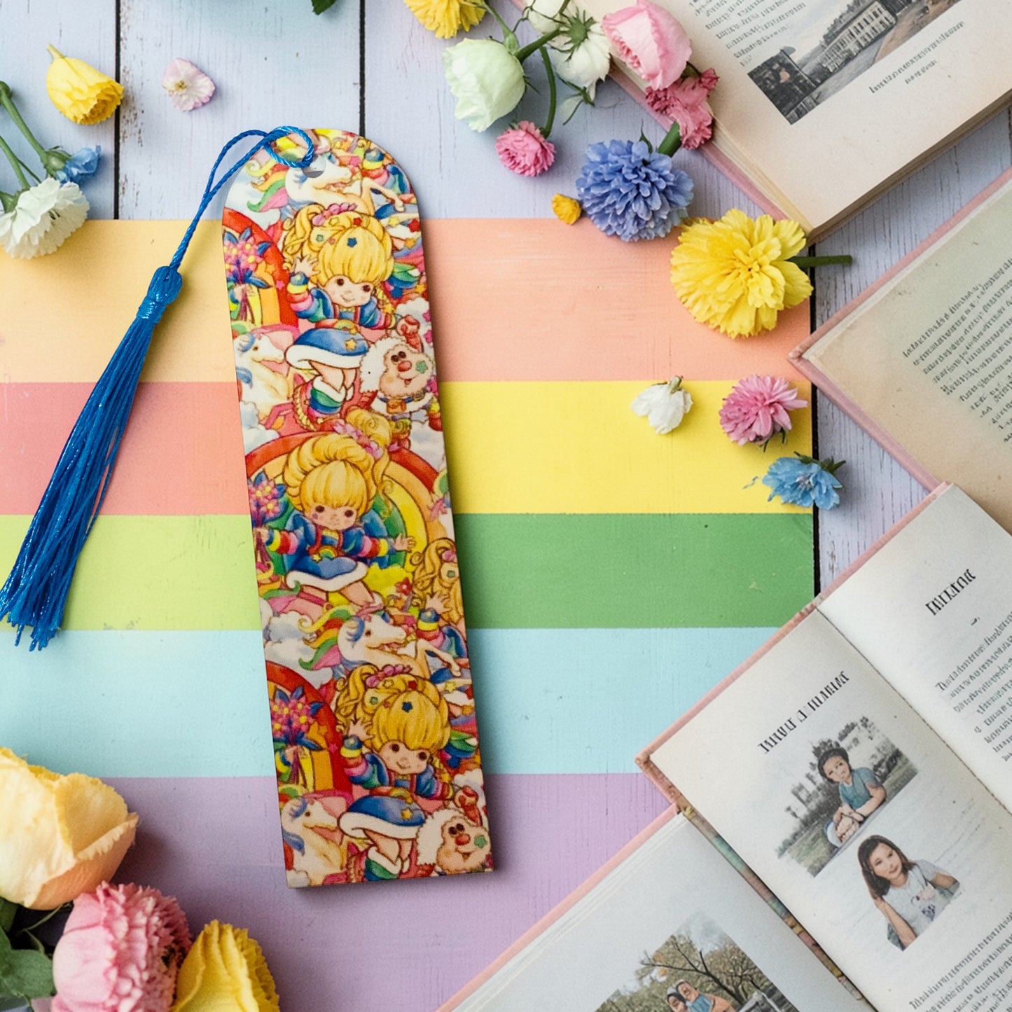 Rainbow Brite Beaded Bookmark, Cartoon Bookmark, Junk Journaling bookmark, 80s, 90s, Saturday Morning Cartoons