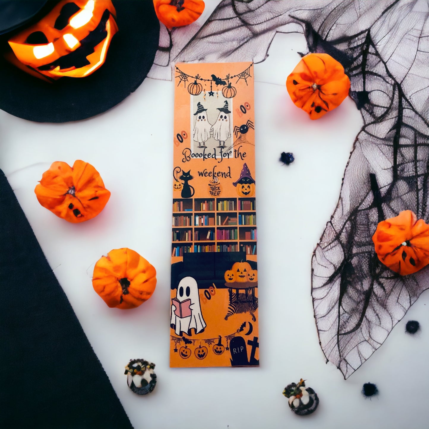 Laminated Halloween Ghost Bookmark, Boooked for the weekend, Bookish Bookmark, Book lover