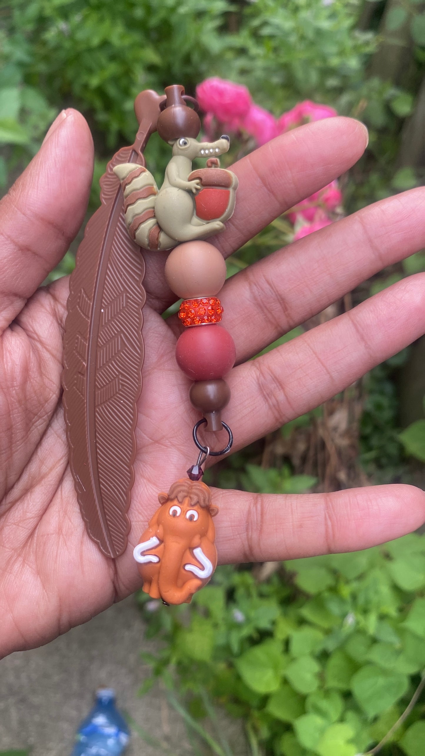 Scrat & Manny Beaded Bookmark Charm Brown Madagascar