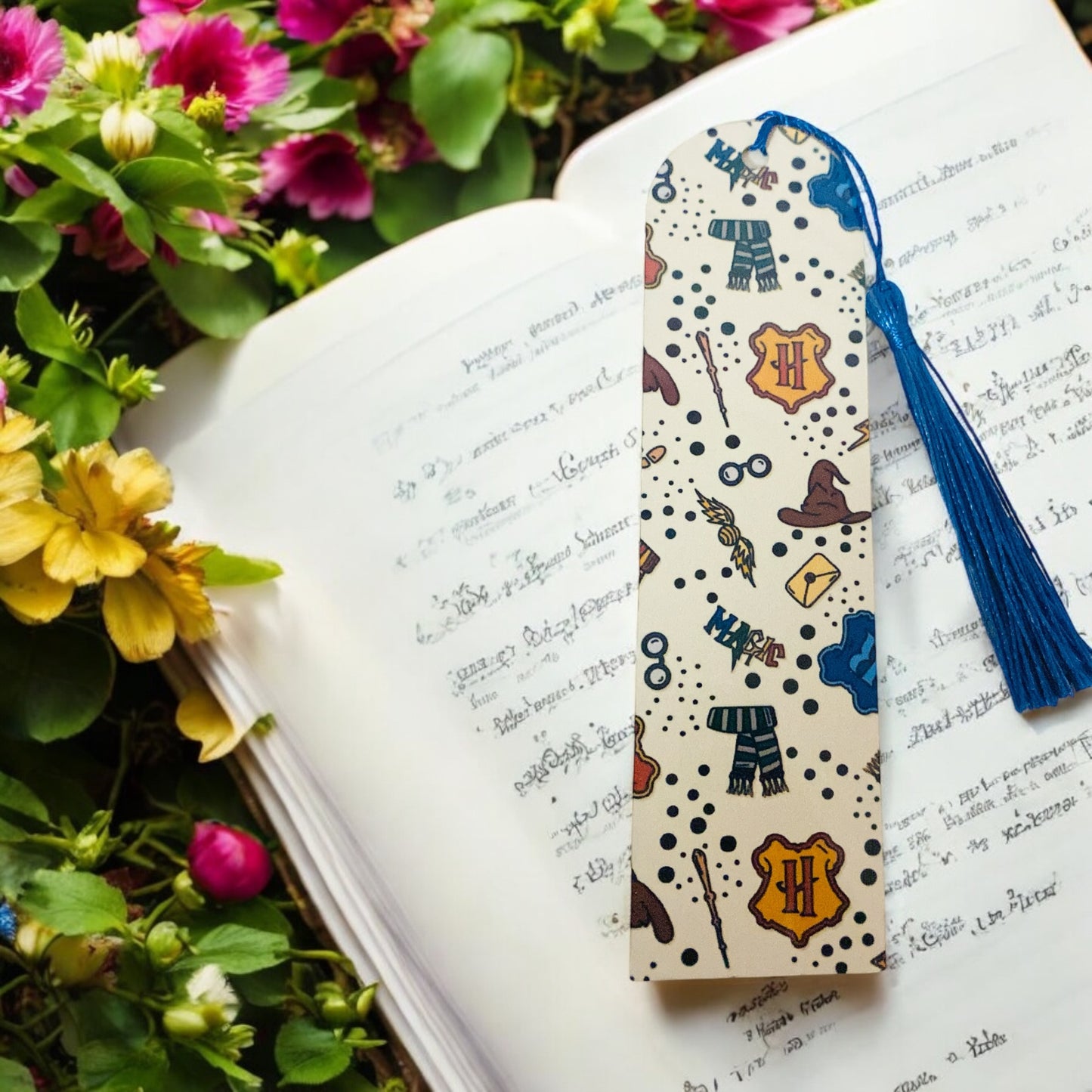 Potterhead Bookmark, Magical, Wizards, Fantasy, witches, Blue Tassels