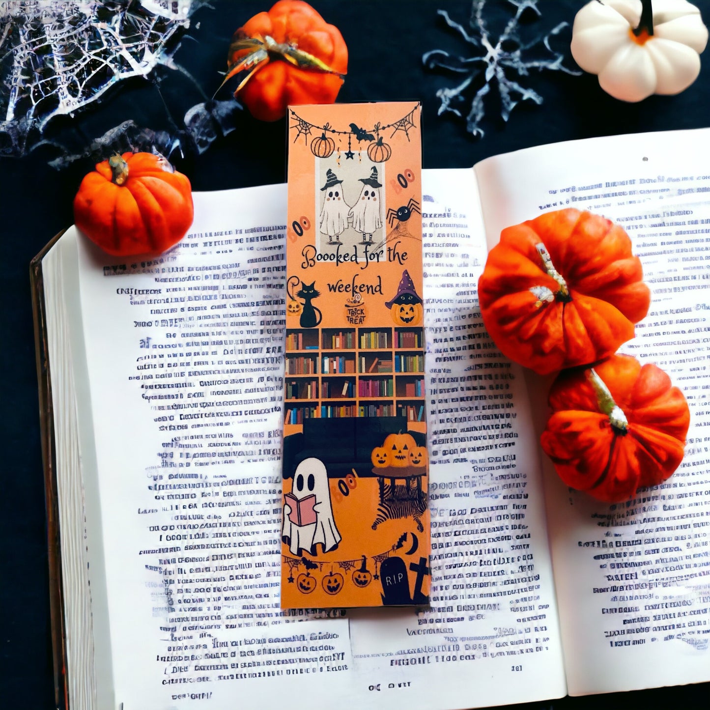 Laminated Halloween Ghost Bookmark, Boooked for the weekend, Bookish Bookmark, Book lover