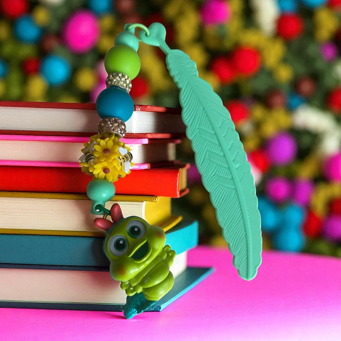 Caterpillar charm Bookmark, green, bookish merch, book lovers, bookworm