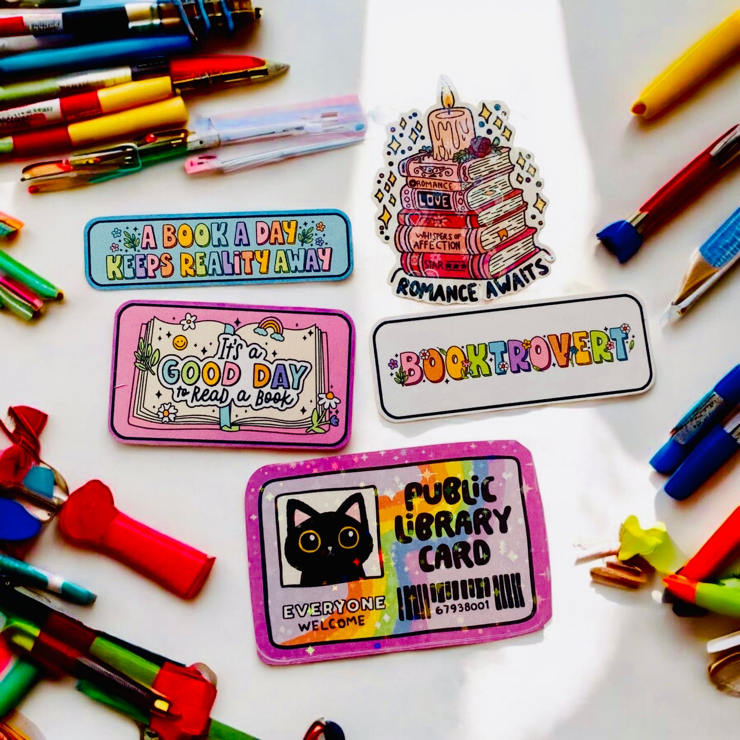 Bookish sticker packs, holographic, stickers