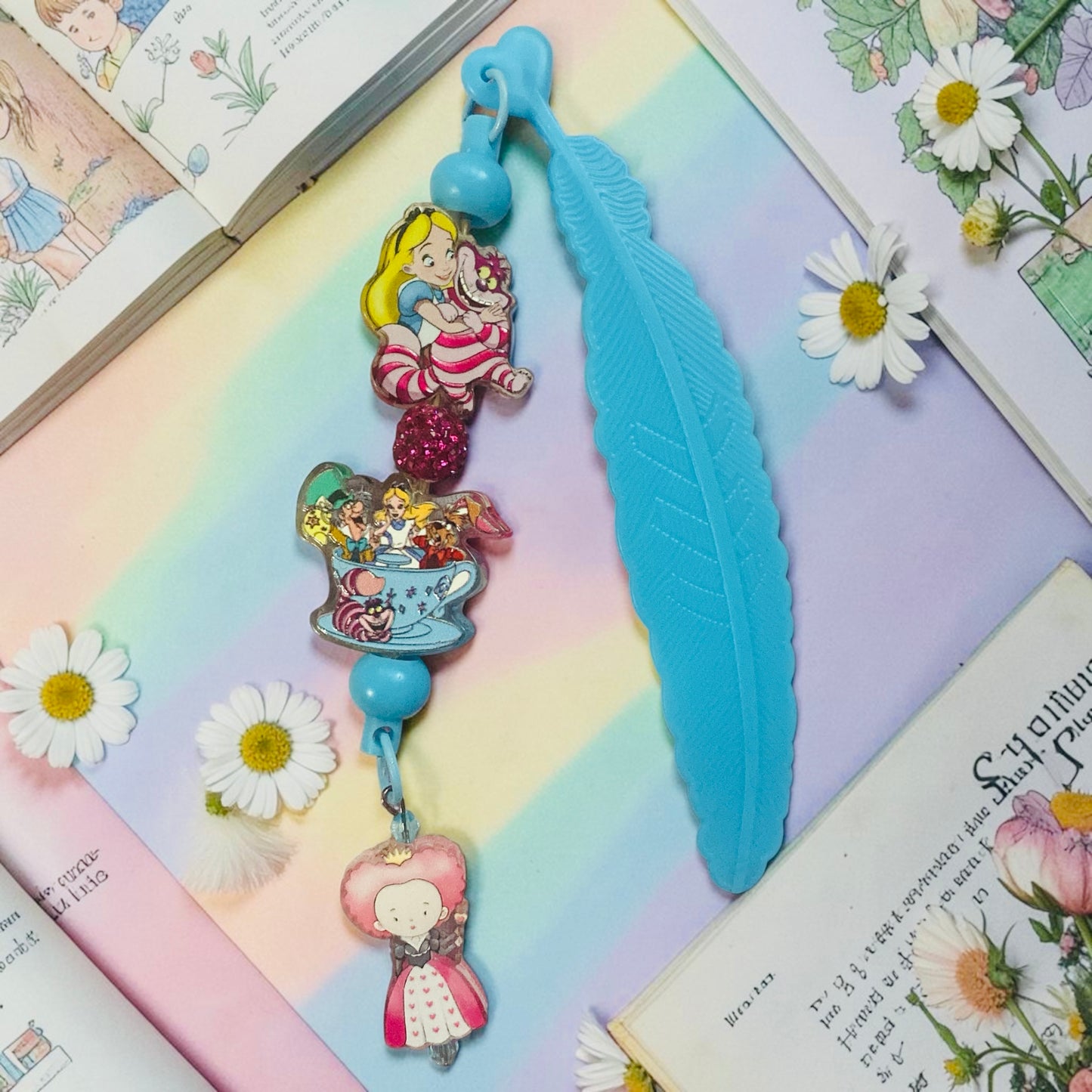 Alice in Wonderland Beaded Charm bookmark