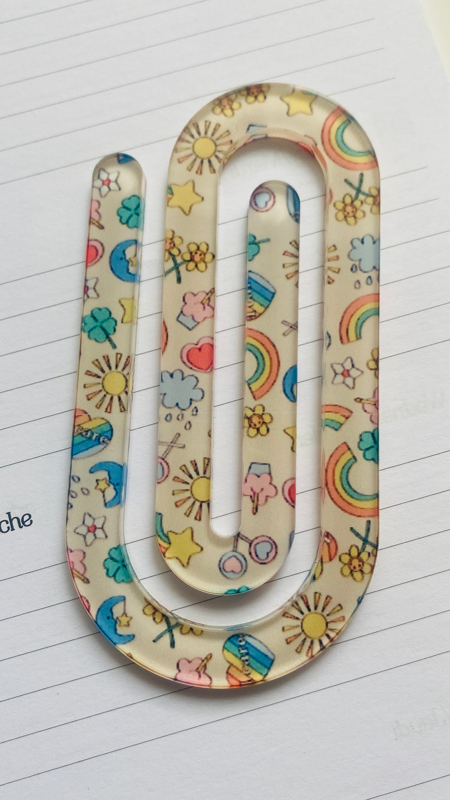 Cute Rainbows & Sunshine Acrylic page holder paper clip inspired pink colour bookmark, flowers, romance lovers, Bookish Gift Ideas, I love books