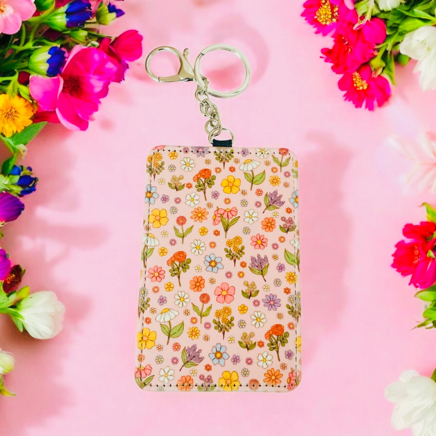 Floral Wallet Business id, credit card debit card holder, cottage core, flower print,