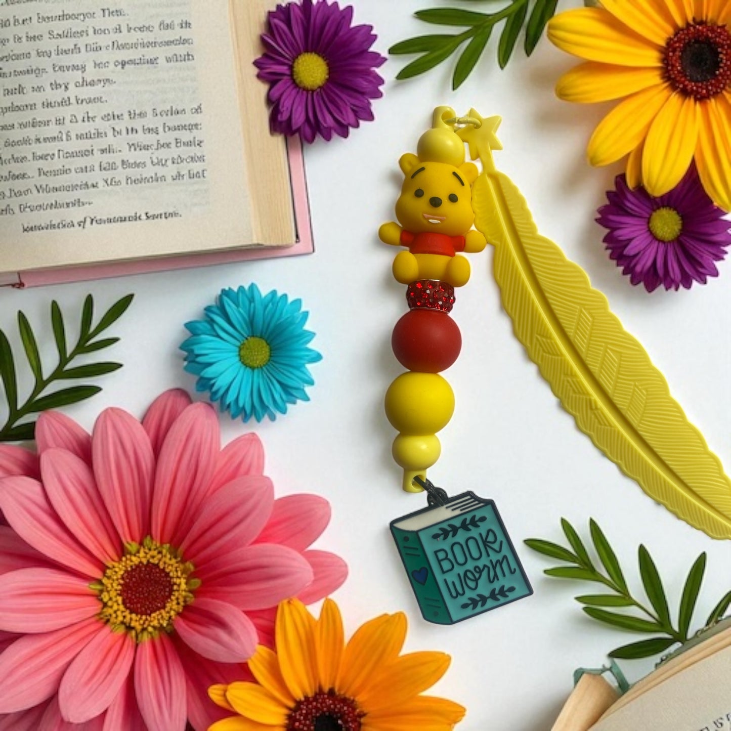 Winnie Pooh Bear Bookmark Charm yellow
