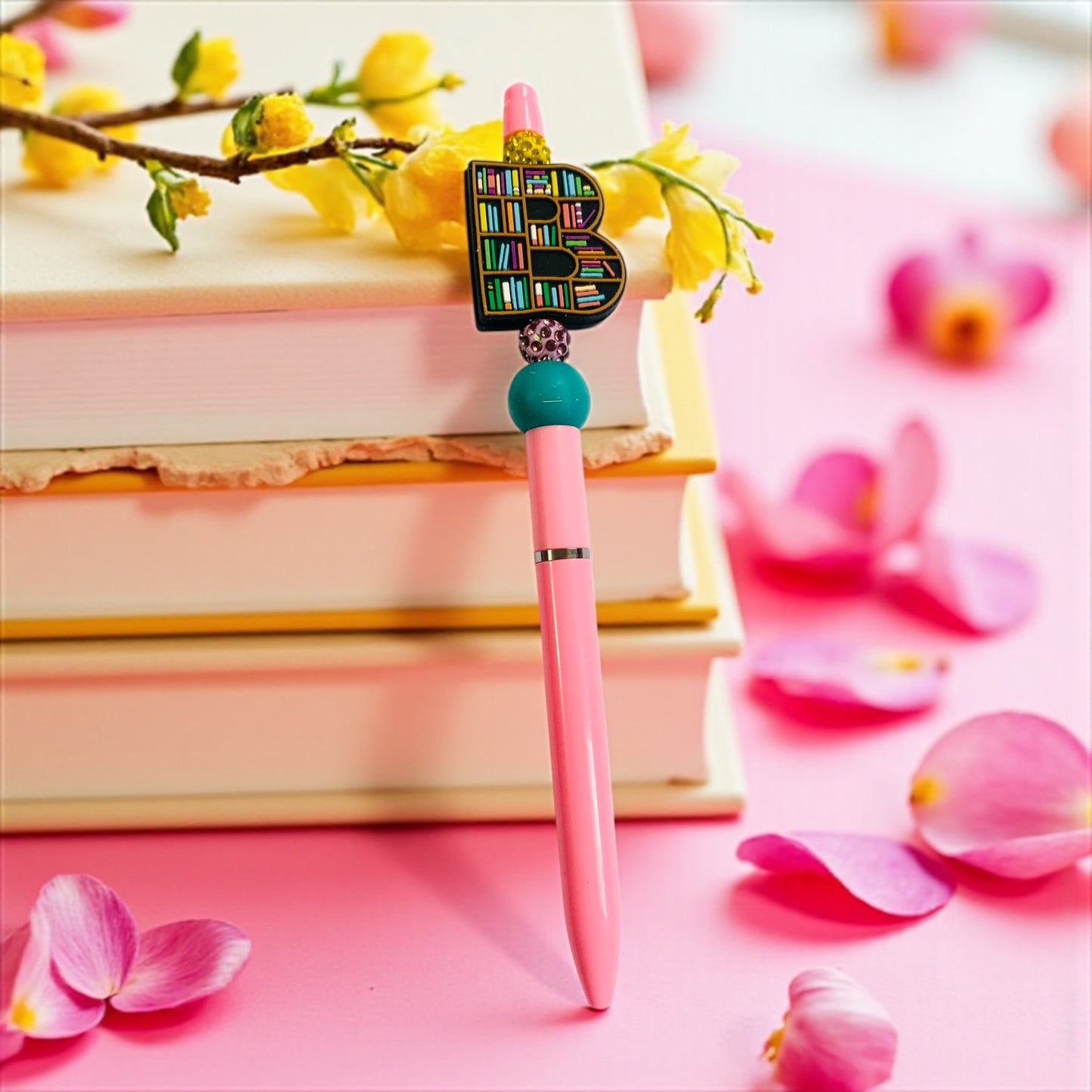 Book shelves beaded Pen, sprinkle, beaded, bookish pen, bookish merch, book lover
