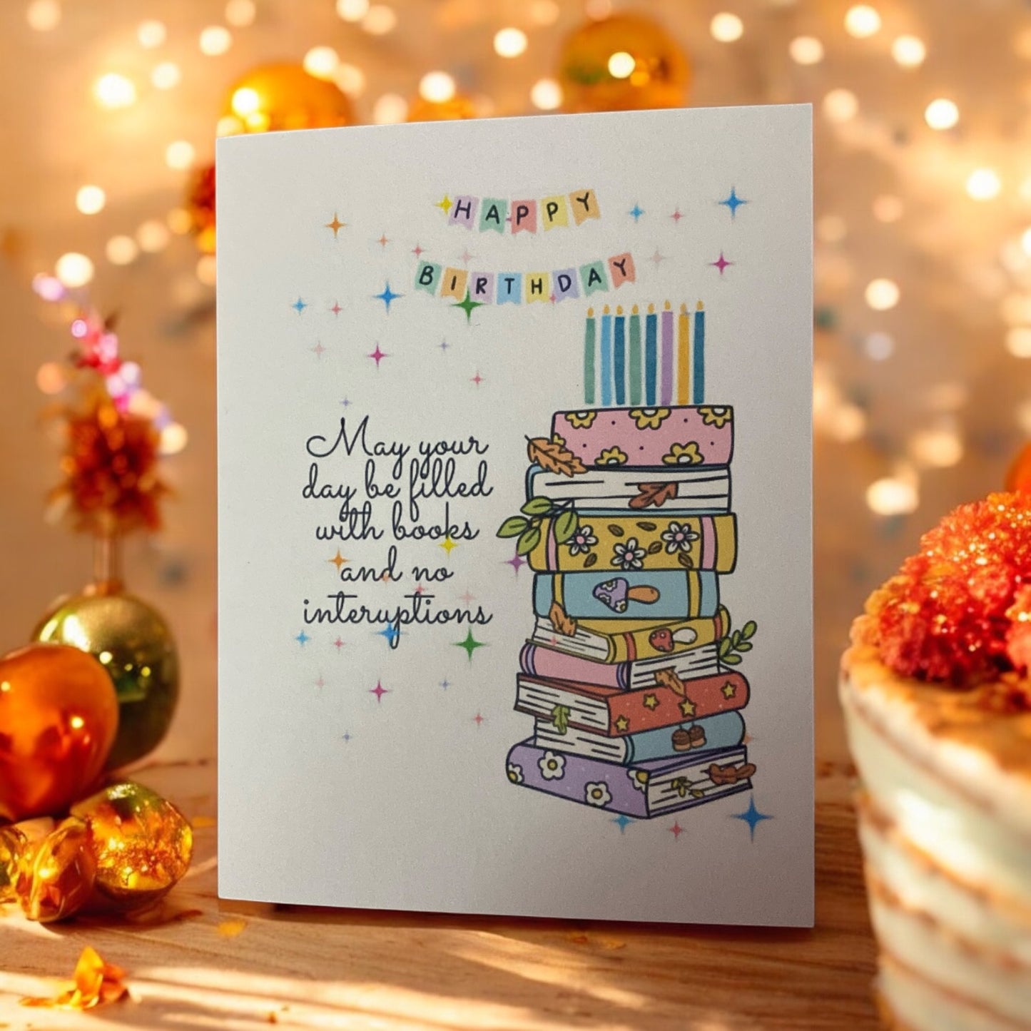 “Happy birthday” bookish card, flower card perfect for valentines, Romance card, card for him, card for her, boy friend card, girl friend card, floral cards, cards for book nerds