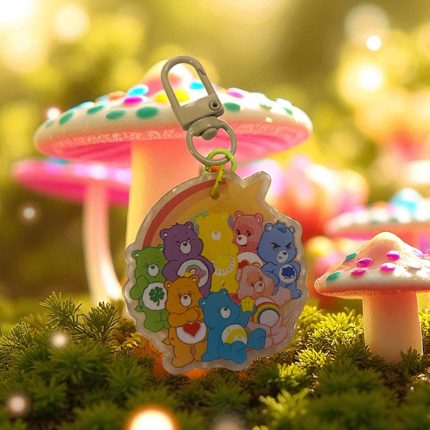 Care Bear charm key chain, purse tag & friends, Reading, junk journaling, keychain, bookmark, 80s, 90s, vintage era, nostalgia, Besties, best friend,