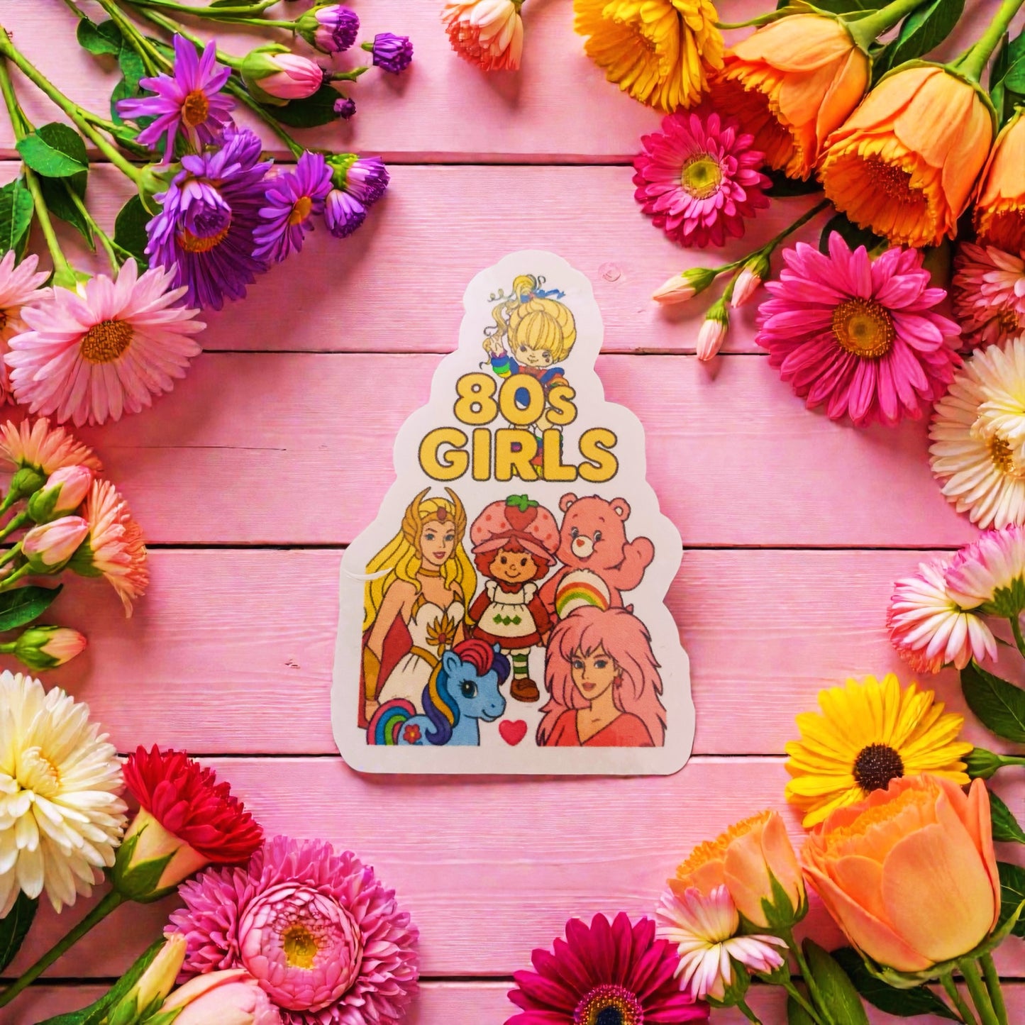 80s girl sticker, Jem, Strawberry Shortcake, rainbow brite, Care Bears, my little pony, 80s cartoon, nostalgia sticker
