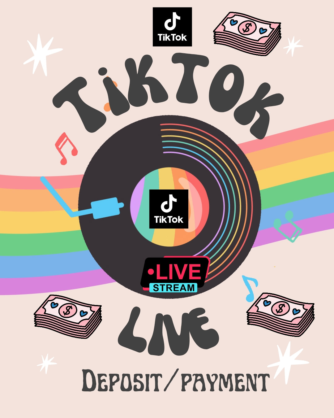 Payment/deposit for Tik Tok Live