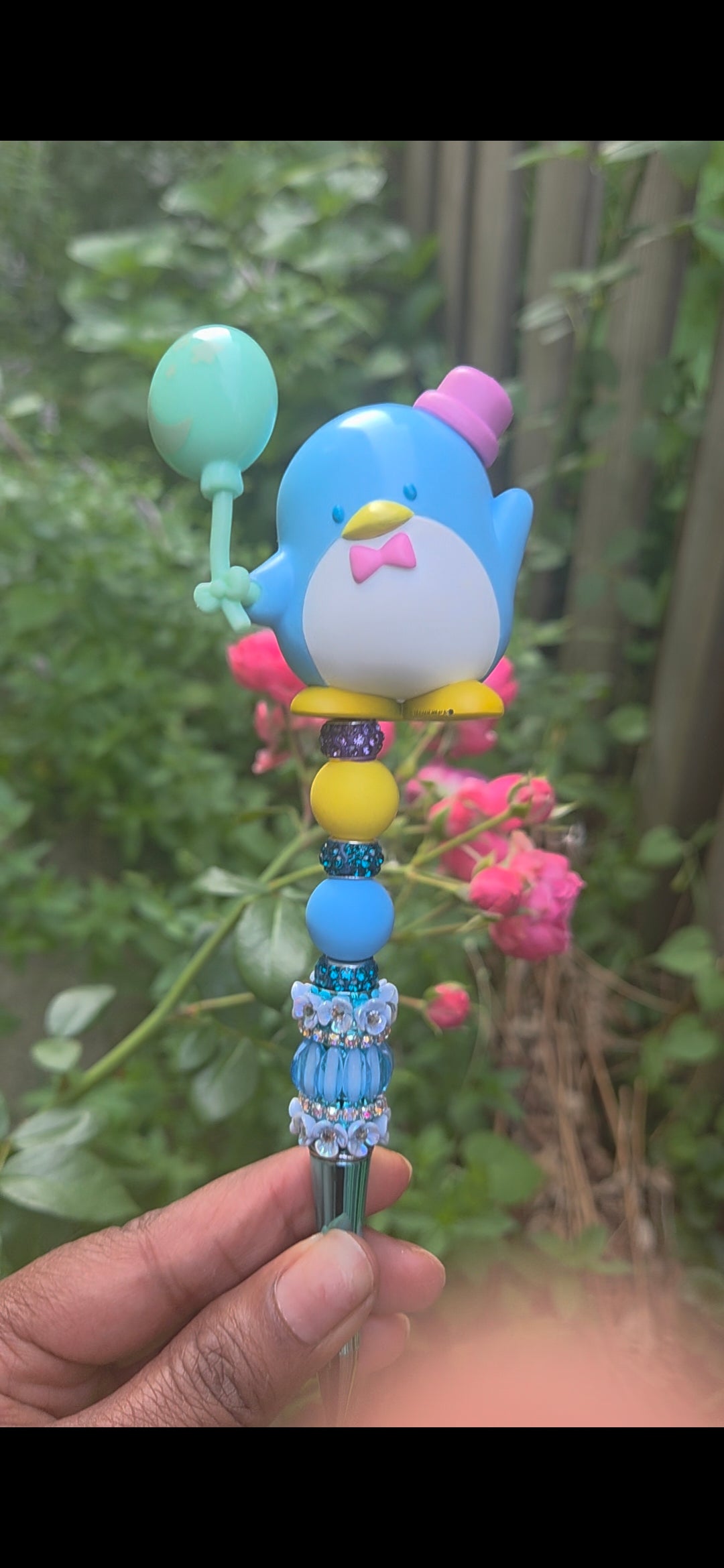 Tuxedo Sam, Hello Kitty & FriendsBeaded Pen, Floral, Jewelled, Frog, Blue