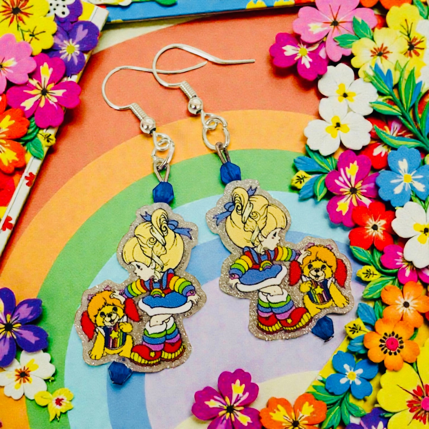 Rainbow Brite & friends earrings, tv show merchandise, Birthday gift for sister, cartoon character gift ideas, tv show fan art