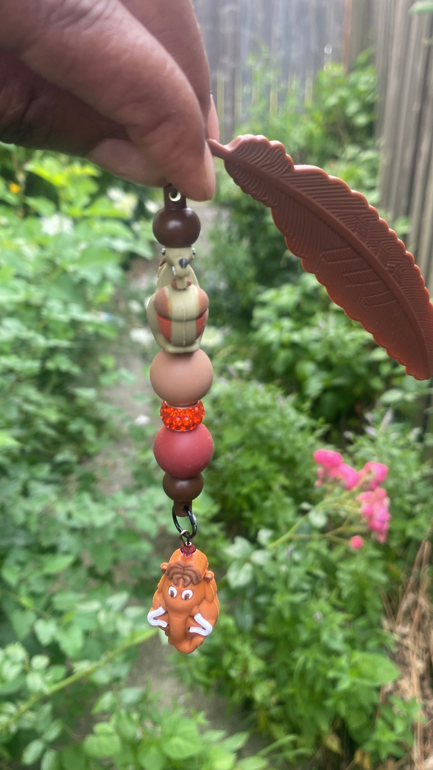 Scrat & Manny Beaded Bookmark Charm Brown Madagascar