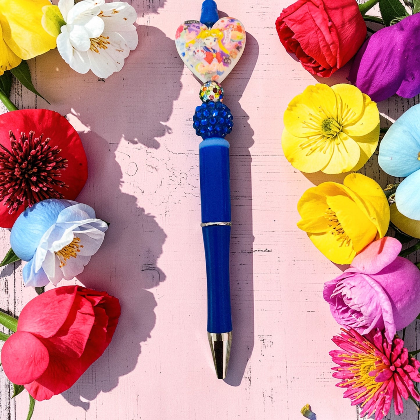 Sailor Moon Beaded Pen , Moon Princess, Usagi, purple beaded pen, Blue beaded pen
