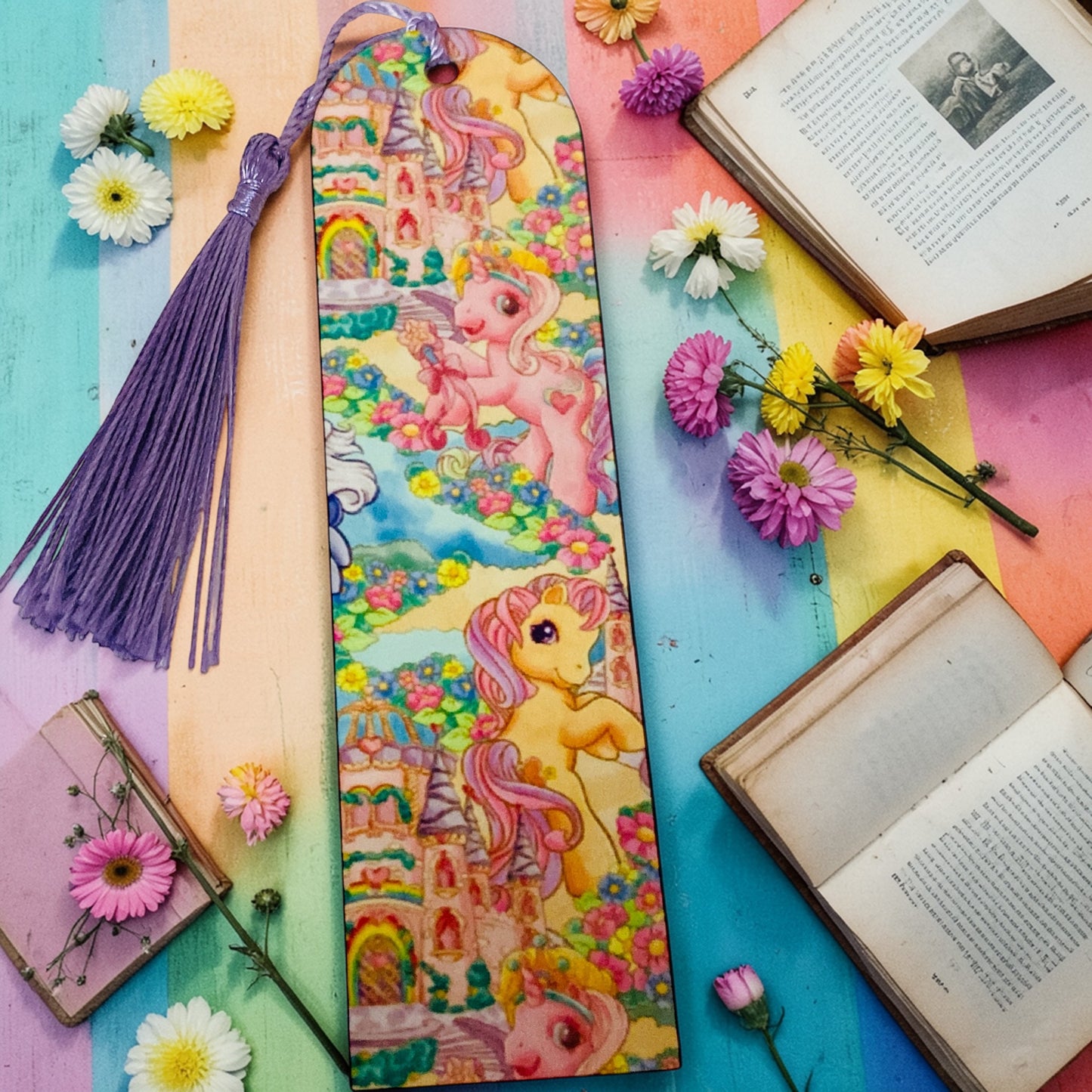 MLP Bookmark, Rainbow Pony, Purple Tassels Bookmarks, Colourful Ponies bookmark, My Little Pony