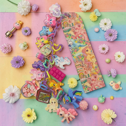 MLP Bookmark, Charm Bookmark, Trinket Bookmark, Rainbow Pony, Purple Tassels Bookmarks, Colourful Ponies bookmark, My Little Pony-MLP-OO2