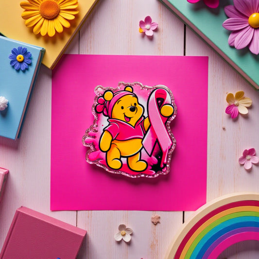 Cute Winnie Breast Cancer Awareness Fridge Magnet, Magnet Wall Board