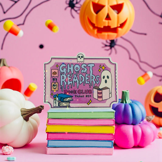 Ghost Reader book club sticker, Autumn, Fall, Bookworm,Bookish Birthday gift, bookish sticker, Halloween sticker, spooky sticker, ghost sticker