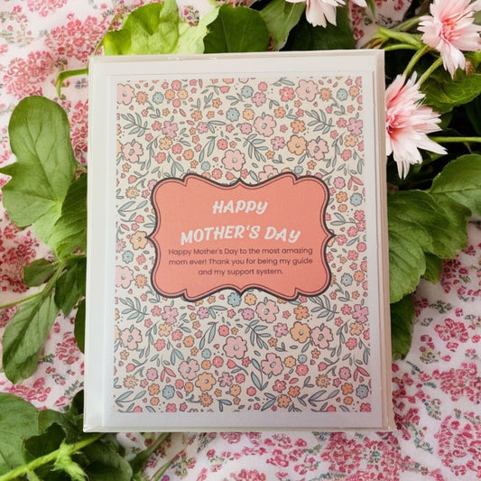 Mothers Day Card, flower card, floral cards, pink