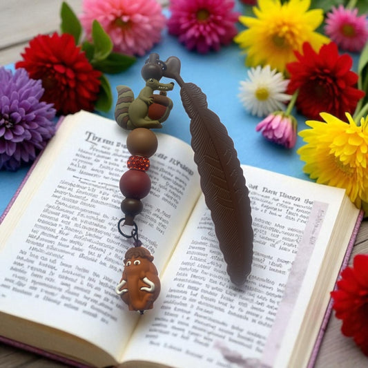 Scrat & Manny Beaded Bookmark Charm Brown Madagascar