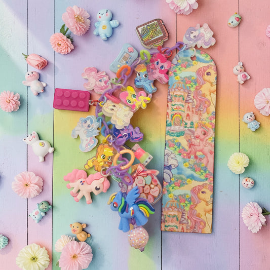 MLP Bookmark, Charm Bookmark, Trinket Bookmark, Rainbow Pony, Purple Tassels Bookmarks, Colourful Ponies bookmark, My Little Pony-MLP-OO1