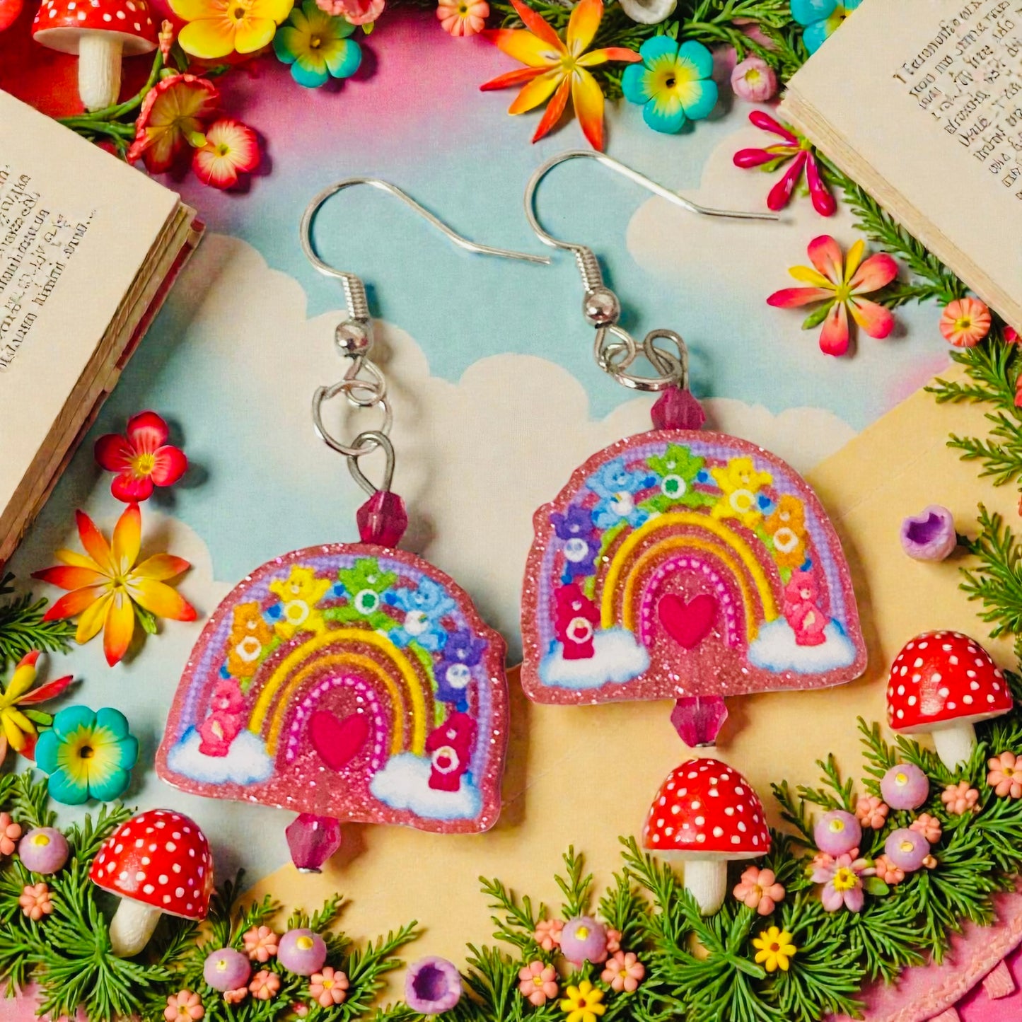 Care bear Family Rainbow Acrylic Earrings