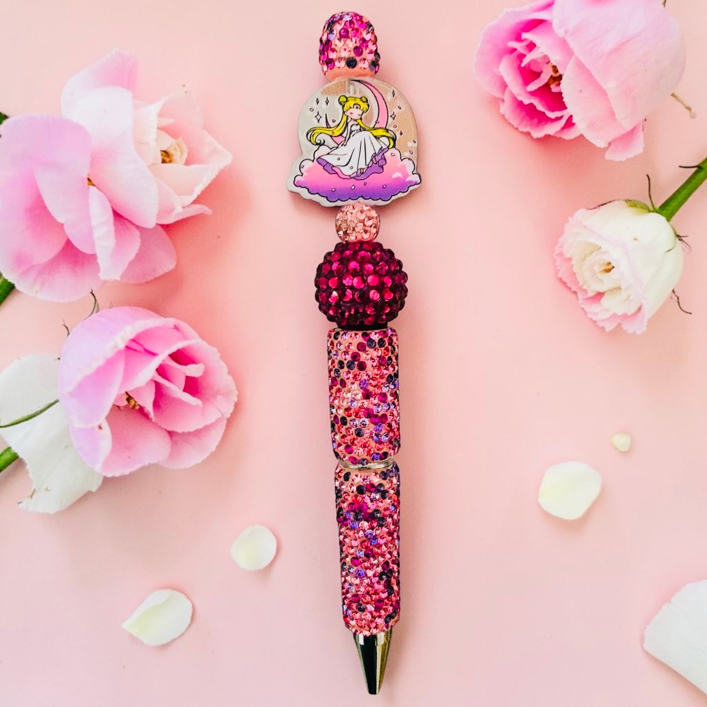 Sailor Moon Beaded Pen , Moon Princess, Usagi, purple beaded pen, Pink beaded pen
