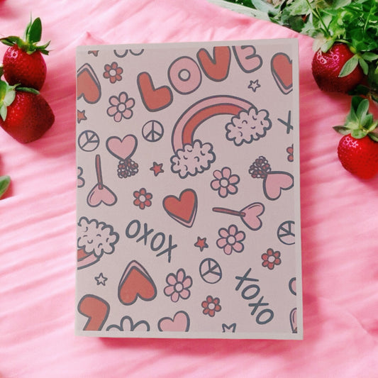 Red and Pink Florals Blank Card, perfect for valentines, gift for mom, sister, best friend & aunt, girlfriend, kids, birthday card, thinking of you cards, love, hearts, xoxo,rainbow