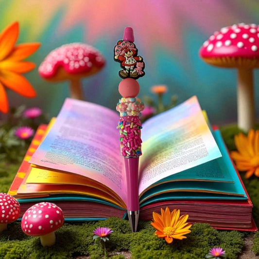 Strawberry Shortcake Beaded charm pen, Fuschia Pink